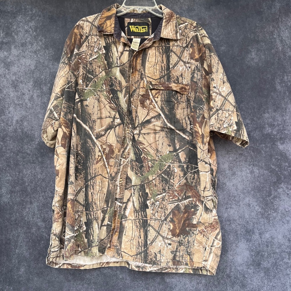 Walls Mens 2XL Realtree Camo Button Down Shirt Hunting Vented Gorpcore Outdoors